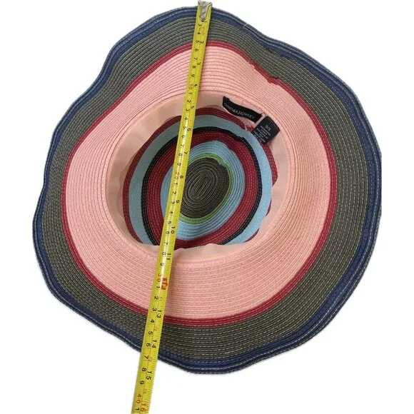 Cynthia Rowley Boho Hippie Wide Brim Sun Hat Multicolor Striped OS - Picture 7 of 7